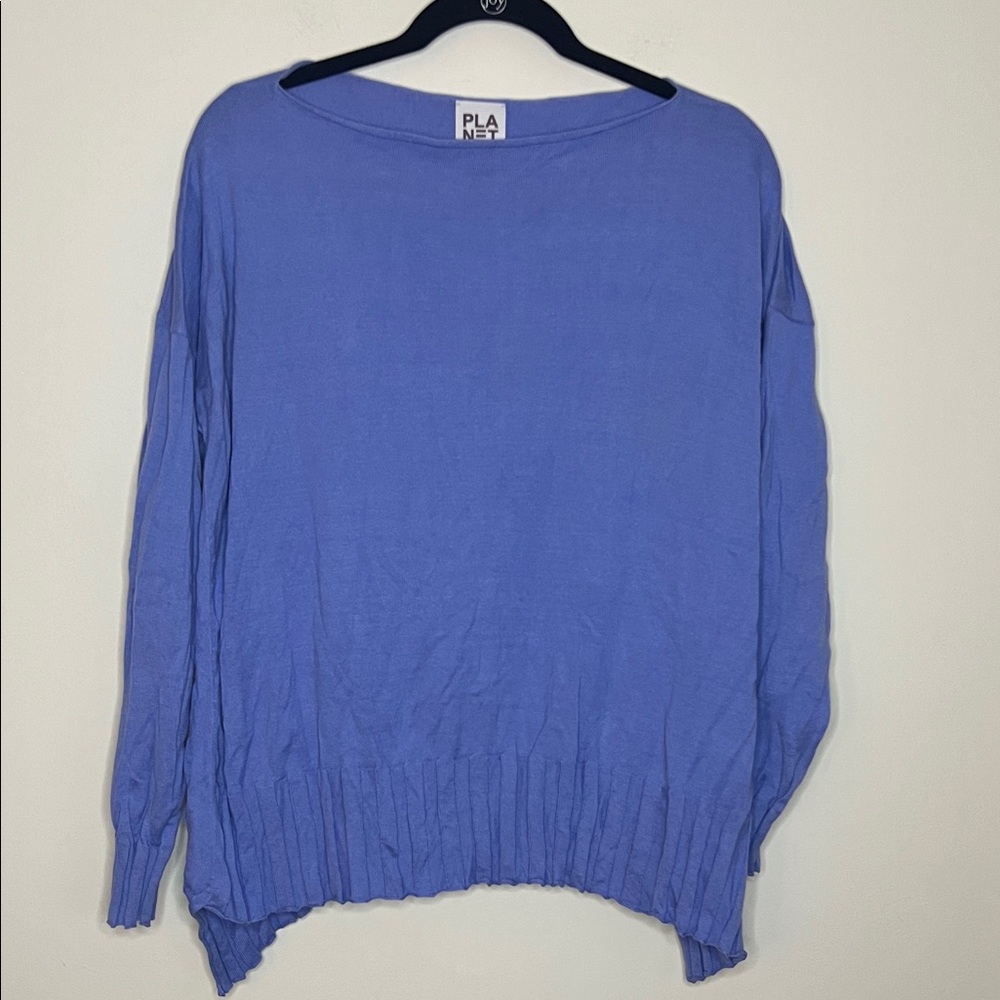 Planet Boatneck Rib Sweater Purple 60% Pima Cotton